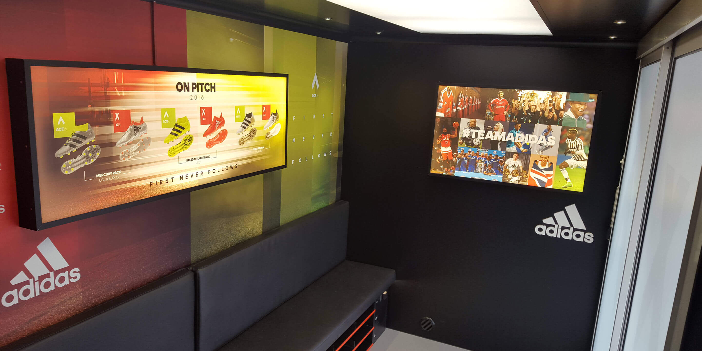 Self-drive exhibition unit Ranger promotional vehicle for Adidas promotional tour interior