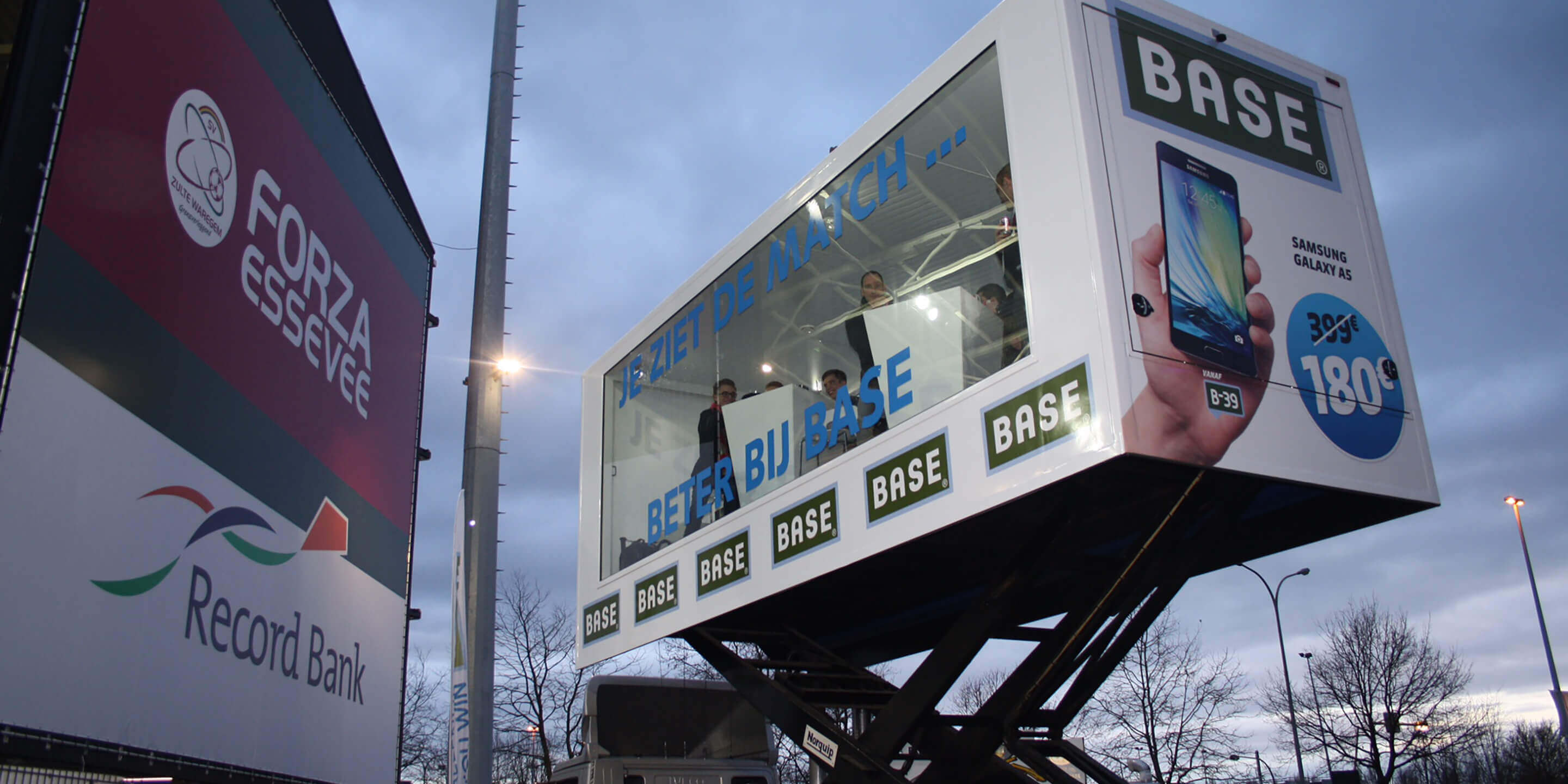 Display trailer The Sky Box mobile showroom on VIP activation with mobile phone BASE 