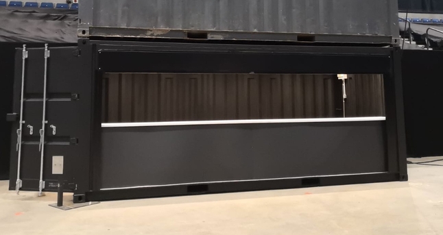 Impact Plus shipping container conversion pop-up mobile bar available for dry-hire