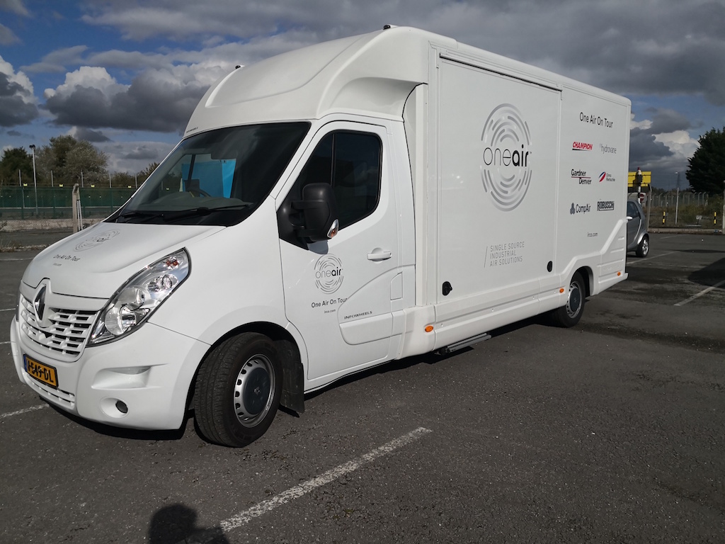 Promotional vehicle Ranger exhibition unit graphic wrapped and prepped for Gardner Denver UK tour