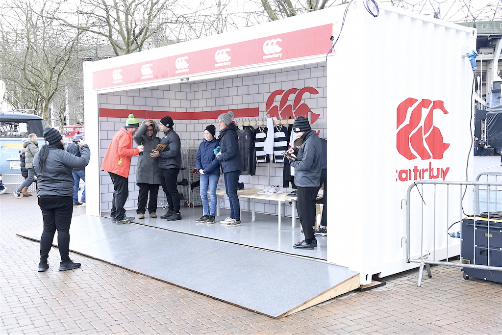 Canterbury pop-up shipping container conversion shop for Six Nations