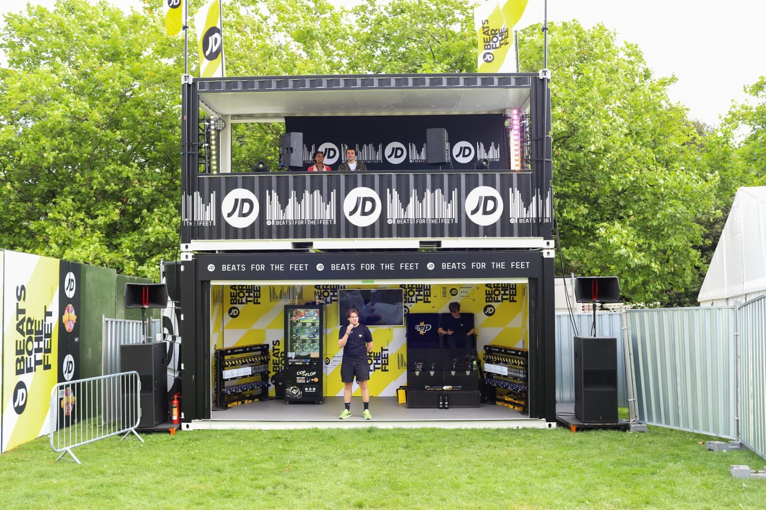 Impact premium customised container brand activation for JD sport at Parklife shipping container multi-deck