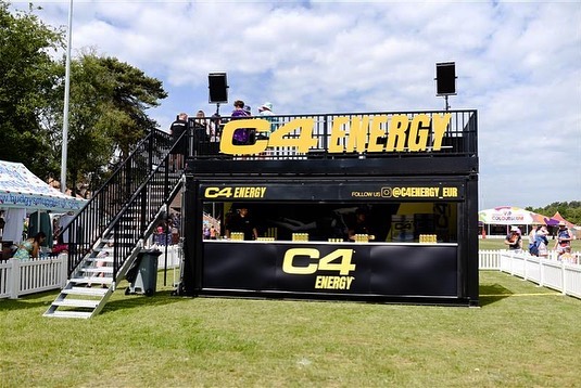 Nutrabolt C4 Energy Drink pop-up shipping container bar at bournmouth 7s festival events