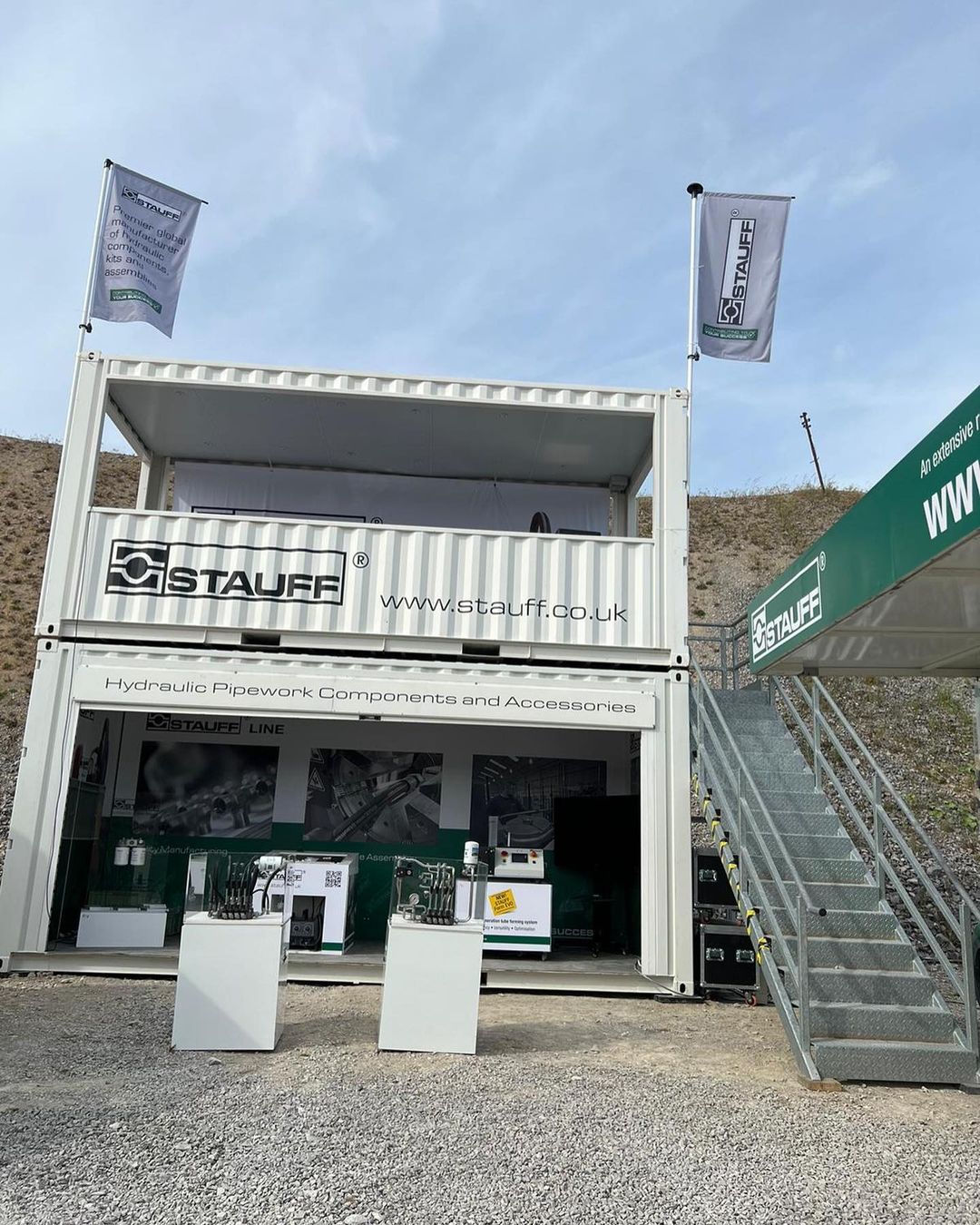stauff impact premium customised container shipping container conversion for events with upper deck