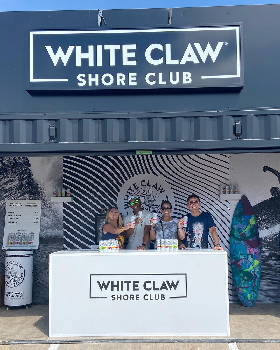 boardmasters 2022 festival activation shipping container conversion white claw shore club event