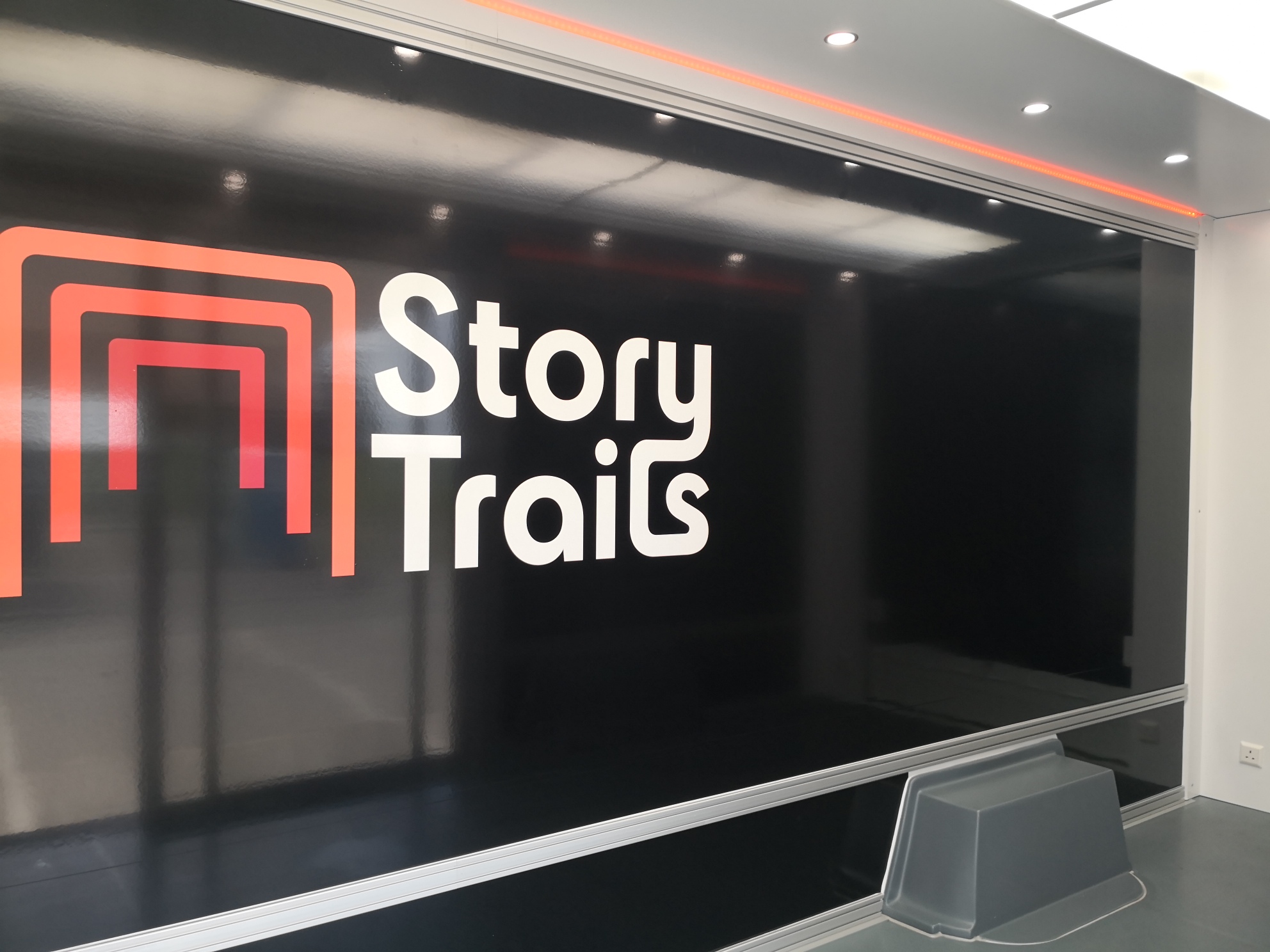 StoryTrails promotional vehicle graphic wrapped exhibition unit on UK tour van