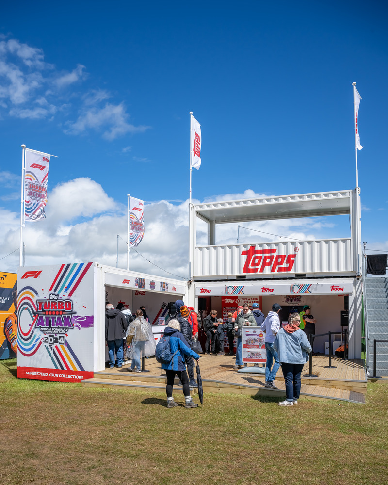 topps match attax partners with the event structure at british grand prix silverstone f1 for brand activation shipping container conversion customised container