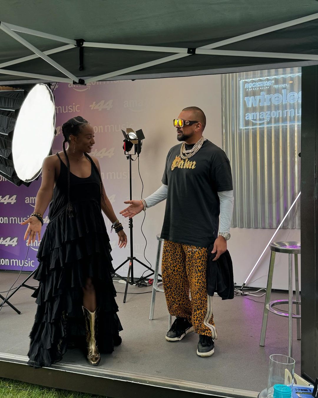 amazon music +44 shipping container conversion activation to assist with backstage coverage at wireless festival 2024