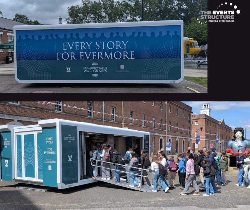 CWGC mobile exhibition touring the UK for the For Evermore campaign.