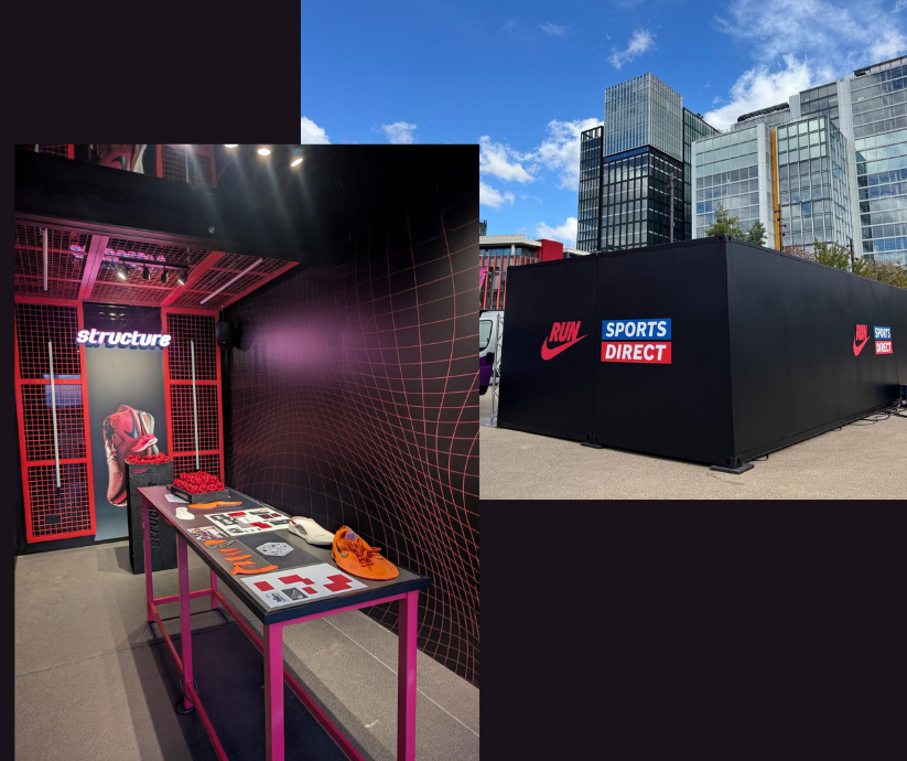 Nike custom container build for the Calling All Runners campaign - showing interior and interior