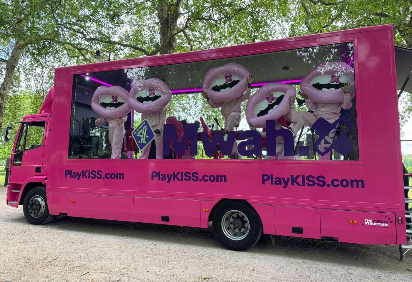 Mobile experiential marketing roadshow travelling through London for the Kiss Radio campaign