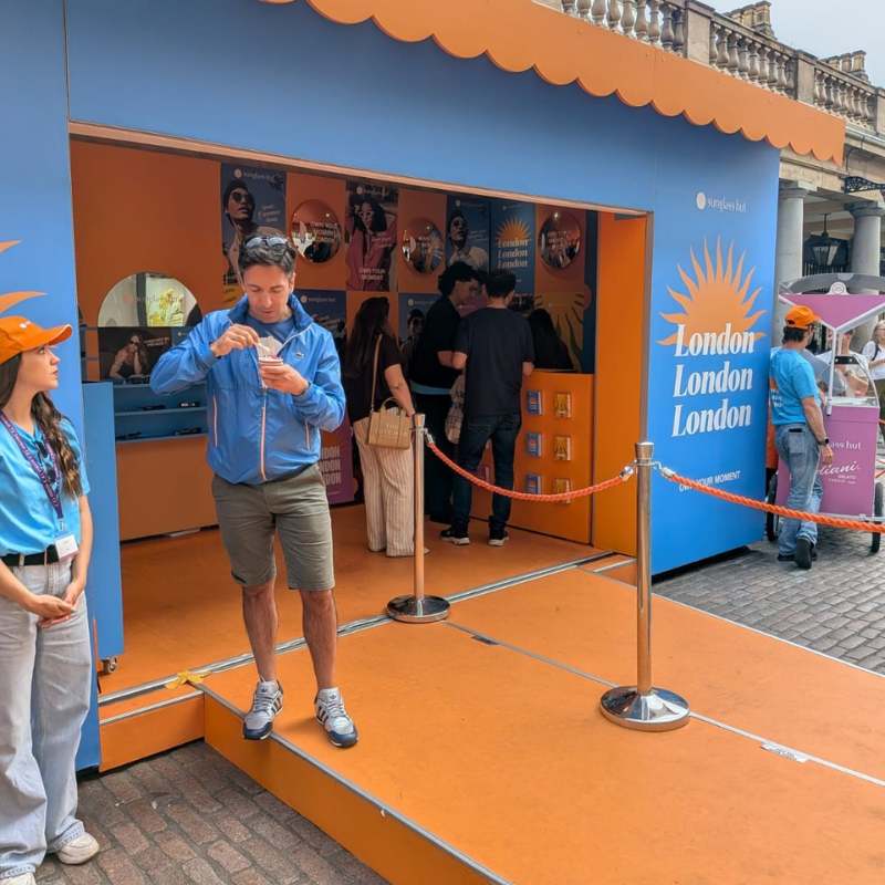 Bespoke Sunglass Hut experiential marketing structure in Covent Garden