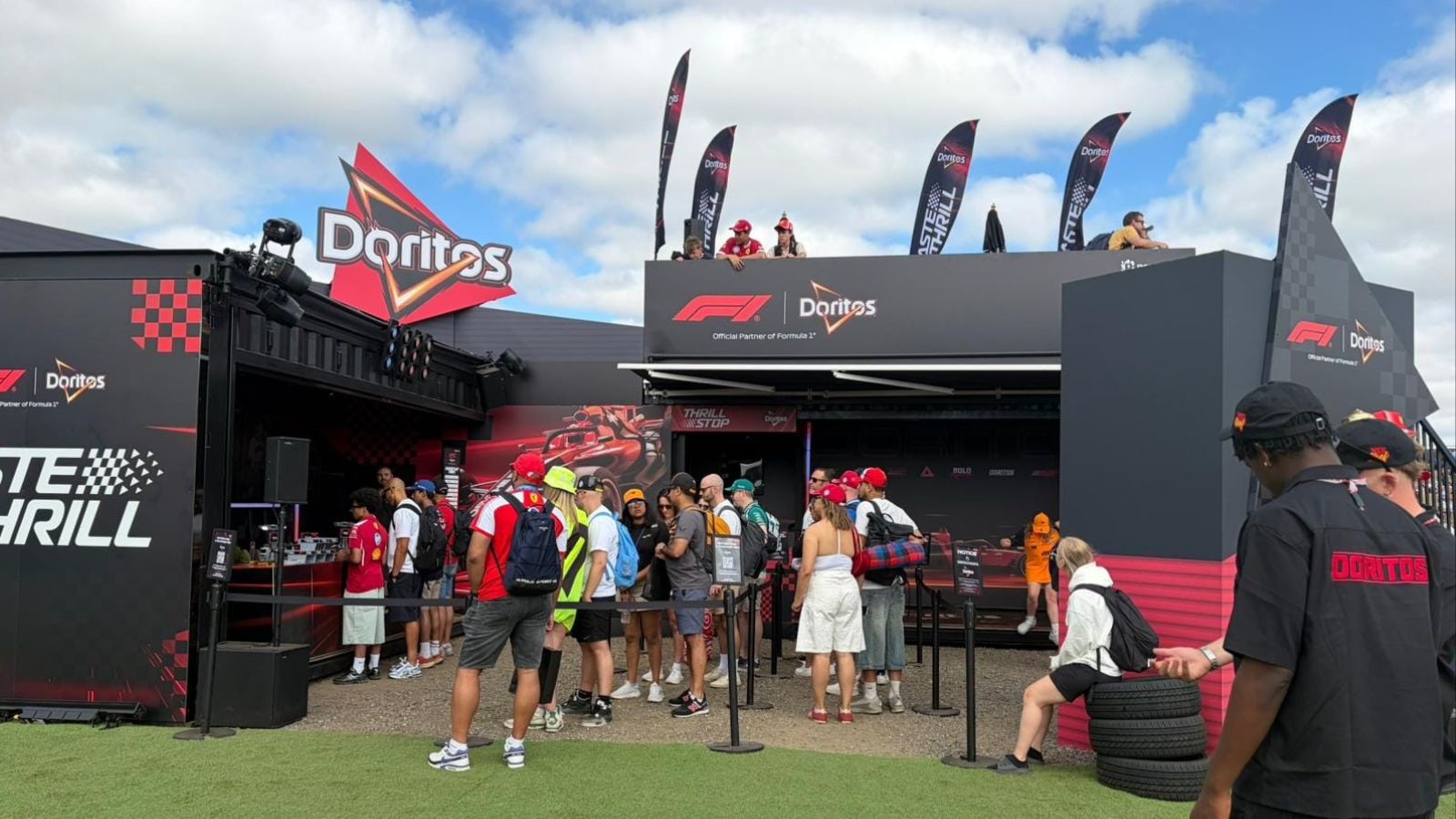 Doritos activation at the British Grand Prix using a customised event container to engage Formula 1 fans.