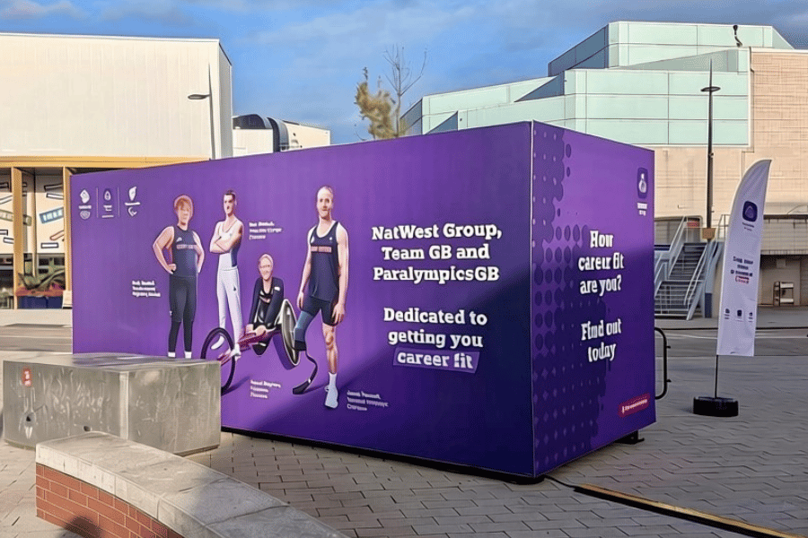 NatWest branded container at a graduate recruitment roadshow event