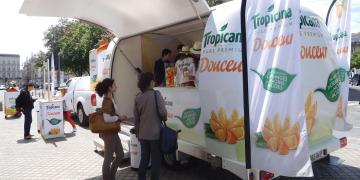 Exhibition trailers Explorer promotional vehicle for Tropicana product tasting pop-up tour