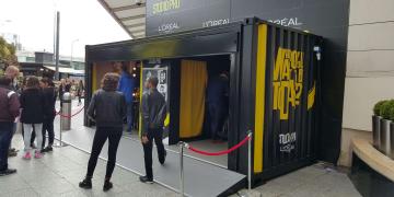 Event shipping containers Gallery event container for Loreal high street activation