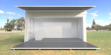 White shipping container conversions Versatile event container open 