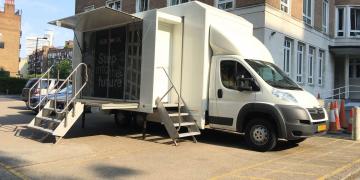 Relay roadshow truck exhibition trailer activated for awareness tour with HSBC UK