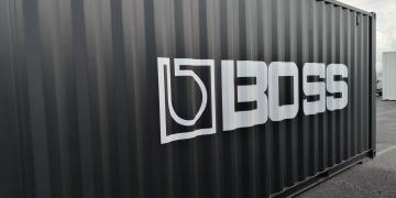 Outside BOSS event shipping container at ArcTanGent