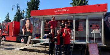 Warrior roadshow truck in Manchester on Scottish Widows Pension Awareness Tour