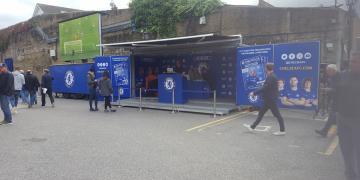 Studio Premium shipping container conversion fan site for Chelsea Football Club 
