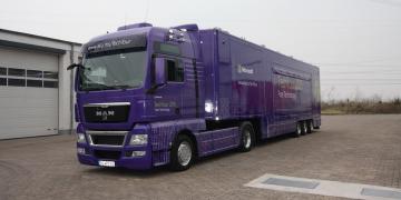 Apollo exhibition trailer graphic wrapped and ready for Microsoft roadshow truck tour
