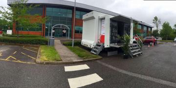 Relay exhibition trailer on-site UK HSBC Bank roadshow tour 