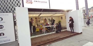 pop-up retail event shipping container conversion on busy high street