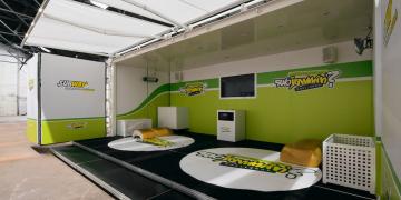 Subway pop-up retail shipping container activation 