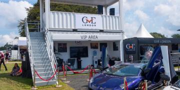shipping container conversion brand activation for client GVE London at Goodwood Festival of Speed 2021 Impact Premium customised container