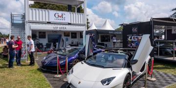 shipping container conversion brand activation for client GVE London at Goodwood Festival of Speed 2021 Impact Premium customised container