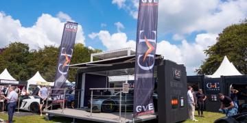 shipping container conversion brand activation for client GVE London at Goodwood Festival of Speed 2021 Showroom customised container