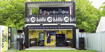 Impact premium customised container brand activation for JD sport at Parklife shipping container multi-deck