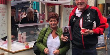scottish widows handing out free ice creams to customers visiting roadshow truck tour as part of pensions awareness day uk campaign