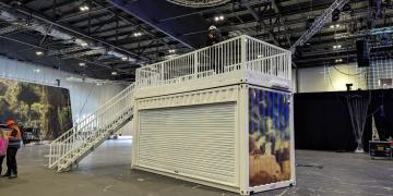 adobe summit branded shipping container conversion impact plus customised container at london excel