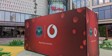 gallery plus shipping container conversion brand activation for vodafone at westfield w12 experience london photobooth for the championships