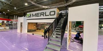 Merlo agricultural machinery manufacture branded shipping container activation exhibition stand for NEC Birmingham LAMMA 2024 event