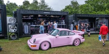 wheelpros multi shipping container conversion cluster car showroom activation for goodwood festival of speed