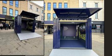 10ft retail container front view branded for William Hill activation with open access entrance 