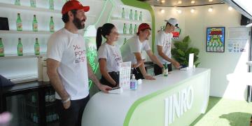 interior of 20ft container bar showing service area and back bar setup at event