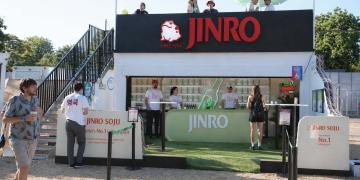 20ft container bar with open upper deck branded for Jinro event activation
