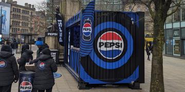 brand activation bar hire using container bar with high visibility branding panels