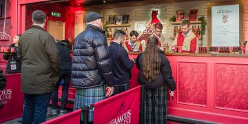container bar hire with branded bar service area at rugby event activation