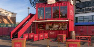 20ft container bar with glass front upper deck for VIP viewing at live event