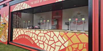 container bar service area and counter setup at Estrella branded event