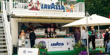 container coffee bar hire for event with branded espresso service setup 