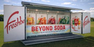 juice bar hire using container setup for drinks sampling and brand activation event